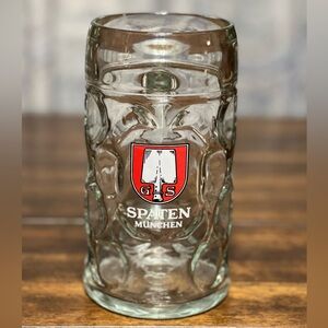 Spaten München 1L Dimpled Glass German Beer Stein Mug